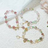 Strawberry Crystal Tulip Pendant Natural Stone Bracelet