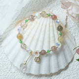 Strawberry Crystal Tulip Pendant Natural Stone Bracelet