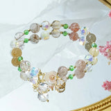 Strawberry Crystal Tulip Pendant Natural Stone Bracelet