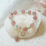Strawberry Crystal Tulip Pendant Natural Stone Bracelet