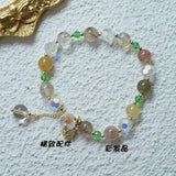 Strawberry Crystal Tulip Pendant Natural Stone Bracelet