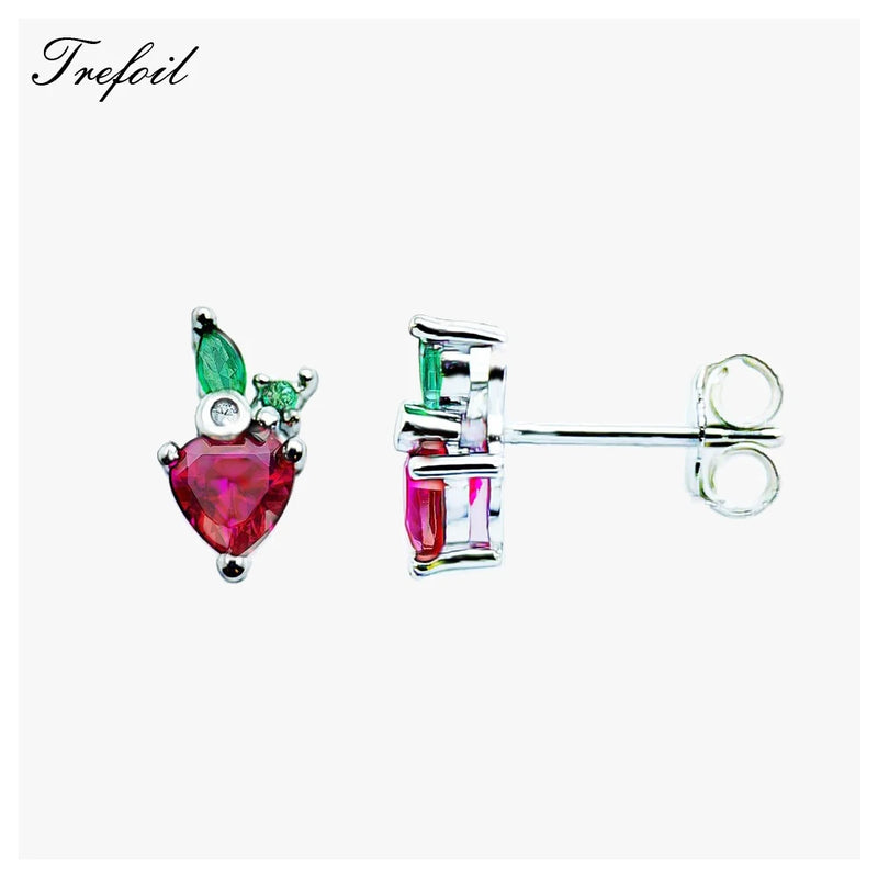 Strawberry Ear Studs 925 Silver Fine Jewelry Gift Earrings For Girls