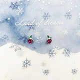 Strawberry Ear Studs 925 Silver Fine Jewelry Gift Earrings For Girls