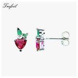 Strawberry Ear Studs 925 Silver Fine Jewelry Gift Earrings For Girls