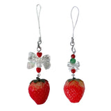 Strawberry Keychain Bowknot Phone Charm Y2K Jewelry