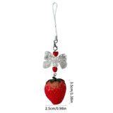 Strawberry Keychain Bowknot Phone Charm Y2K Jewelry
