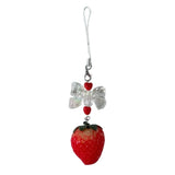 Strawberry Keychain Bowknot Phone Charm Y2K Jewelry