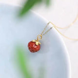 Strawberry Agate Pendant S925 Sterling Silver Plated Clavicle Chain Gift