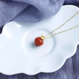 Strawberry Agate Pendant S925 Sterling Silver Plated Clavicle Chain Gift