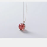 Strawberry Quartz Aquamarine Green Ghost Crystal Pendant Necklace