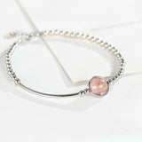 Strawberry Quartz Beaded Bracelet 925 Silver Kpop Style Hand Accessory Gift