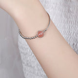 Strawberry Quartz Beaded Bracelet 925 Silver Kpop Style Hand Accessory Gift