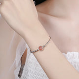 Strawberry Quartz Beaded Bracelet 925 Silver Kpop Style Hand Accessory Gift