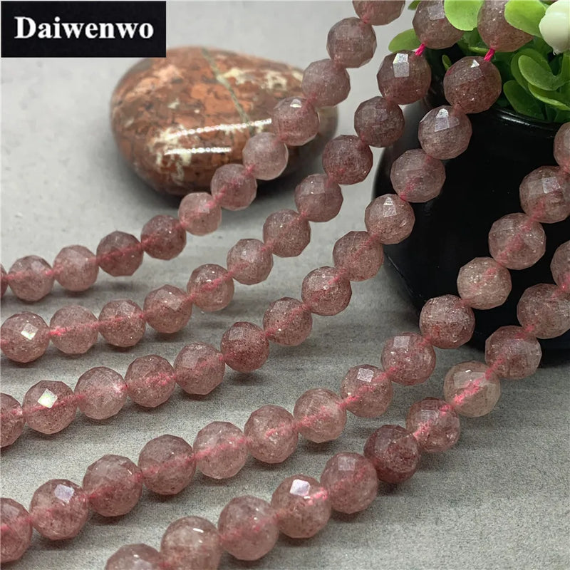 Strawberry Quartz Beads 6-10mm Faceted Natural Stone Cut Loose Gem