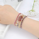 Strawberry Quartz Crystal Stone Wrap Bracelet for Women