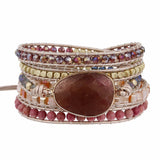 Strawberry Quartz Crystal Stone Wrap Bracelet for Women