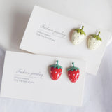 Strawberry Stud Earrings Enamel 925 Silver Jewelry for Girls Women