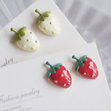 Strawberry Stud Earrings Enamel 925 Silver Jewelry for Girls Women