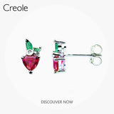 Strawberry Studs Earrings 925 Sterling Silver Fine Jewelry Women Ear Studs