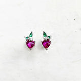Strawberry Studs Earrings 925 Sterling Silver Fine Jewelry Women Ear Studs