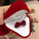 Strawberry Velvet Red Heart Jewelry Box Ring Case Earrings Display Cases Holder