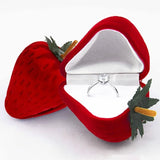 Strawberry Velvet Red Heart Jewelry Box Ring Case Earrings Display Cases Holder