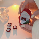 Strawberry Velvet Red Heart Jewelry Box Ring Case Earrings Display Cases Holder