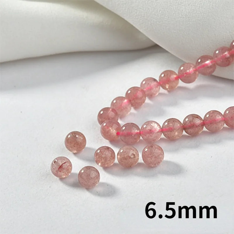 Strawberry Crystal Loose Beads Rose Stone Round Beads DIY Jewelry Materials