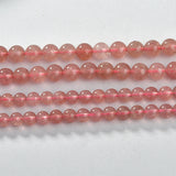 Strawberry Crystal Loose Beads Rose Stone Round Beads DIY Jewelry Materials