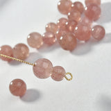 Strawberry Crystal Loose Beads Rose Stone Round Beads DIY Jewelry Materials