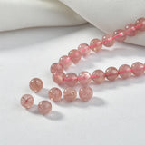 Strawberry Crystal Loose Beads Rose Stone Round Beads DIY Jewelry Materials