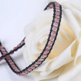 Strawberry Crystal Pink Beads Leather Cord Bracelet