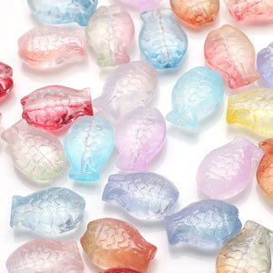 60pcs DIY Necklace Handmake Accessories Plated Spacer Fish Crystal Glass Beads