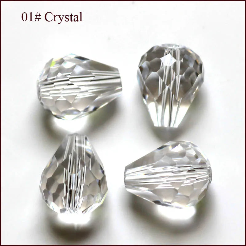 50pcs Crystal Glass Tear Drop Beads for Jewelry Making