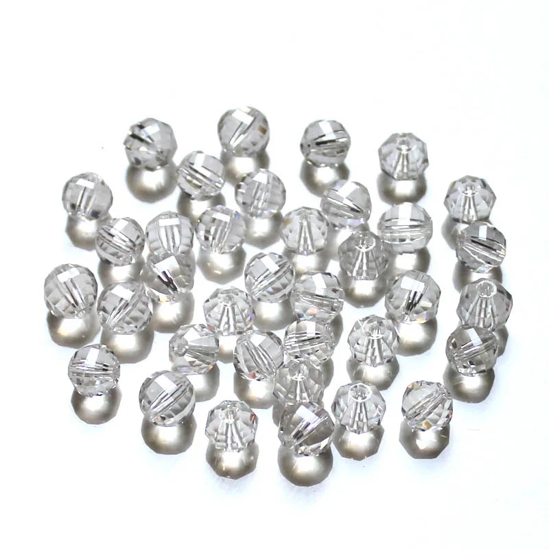 200pcs/lot 6mm Glass Beads Faceted Cut Crystal Spacer Round Beads