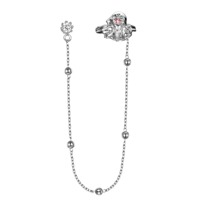 Street Ghost Series Tassel Ear Clip Zircon Ear Jewelry
