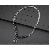 Hip Hop Cuban Chain Bead Necklace Pendant Necklace Stainless Steel