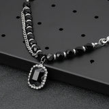 Hip Hop Cuban Chain Bead Necklace Pendant Necklace Stainless Steel