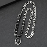 Hip Hop Cuban Chain Bead Necklace Pendant Necklace Stainless Steel