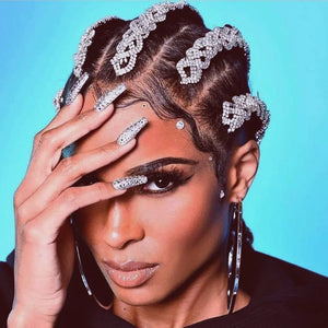 Street Hip-Hop Braided Hair Chain Clips Hair Jewelry Rhinestone Headpiece