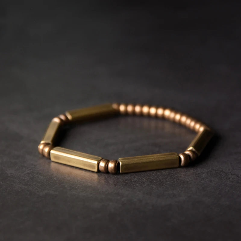 Street Punk Brass Stretch Bracelet Antique Finish Rock Style