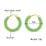 Crystal Bead Winding Earrings Gold-plated Women's Jewelry
