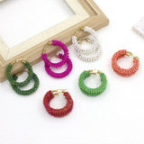 Crystal Bead Winding Earrings Gold-plated Women's Jewelry