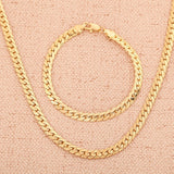 925 Sterling Silver 18K 6MM Bracelets Necklace Set for Women