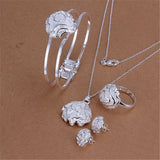 925 Silver Rose Flower Jewelry Set for Women