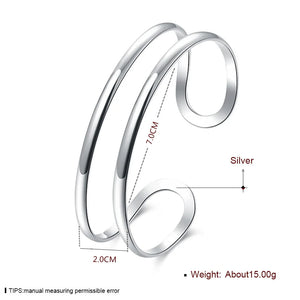 925 Silver Double Line Bangle Bracelet for Women