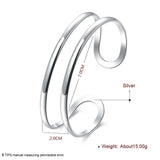 925 Silver Double Line Bangle Bracelet for Women