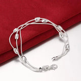 925 Sterling Silver Tassel Oval Beads Bracelet Necklace Set