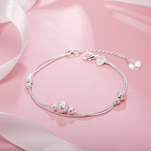 925 Silver Lucky Beads Chain Bracelet for Women