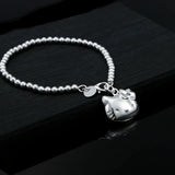 925 Sterling Silver Kitty Cat Bracelet for Women